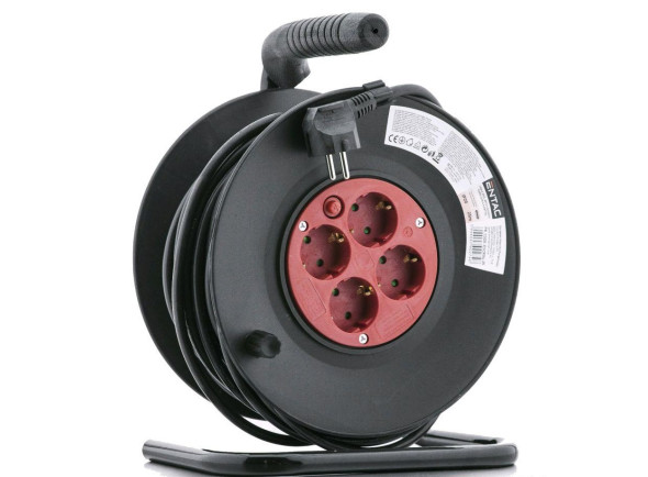 Entac Extensão Elétrica 3G1.5 C/ Enrolador 4x Schuko 25m Entac Extensão Elétrica 3G1.5 C/ Enrolador 4x Schuko 25m
